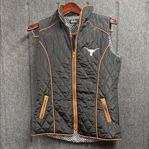 Game Day  Black Quilted Vest with Orange Trim UT